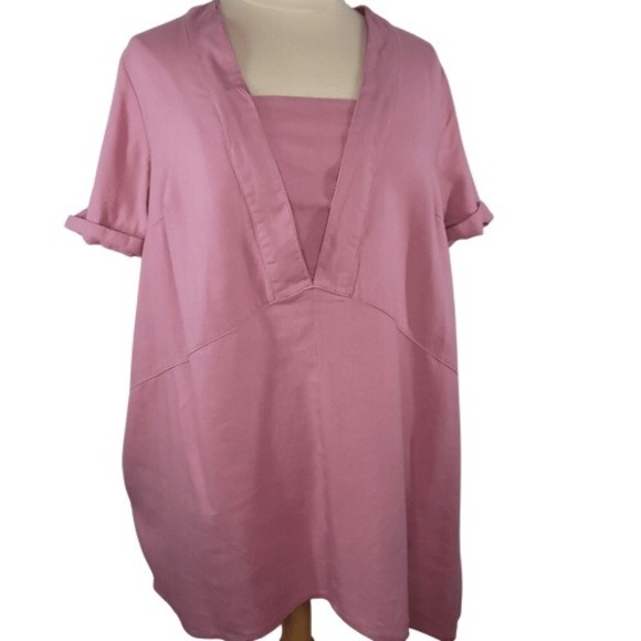 ellos Tops - Ellos Dusty Pink V-Neck Short‎ Sleeve Top